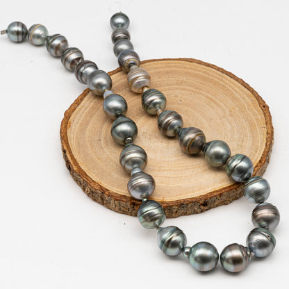 10.3-13.8mm Tahitian Pearl in Full Strand, Natural Colors with High Luster, for Jewelry Making, SKU # 3005TH