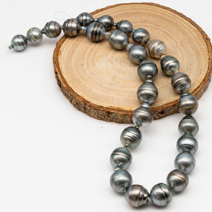 10.3-13.8mm Tahitian Pearl in Full Strand, Natural Colors with High Luster, for Jewelry Making, SKU # 3005TH