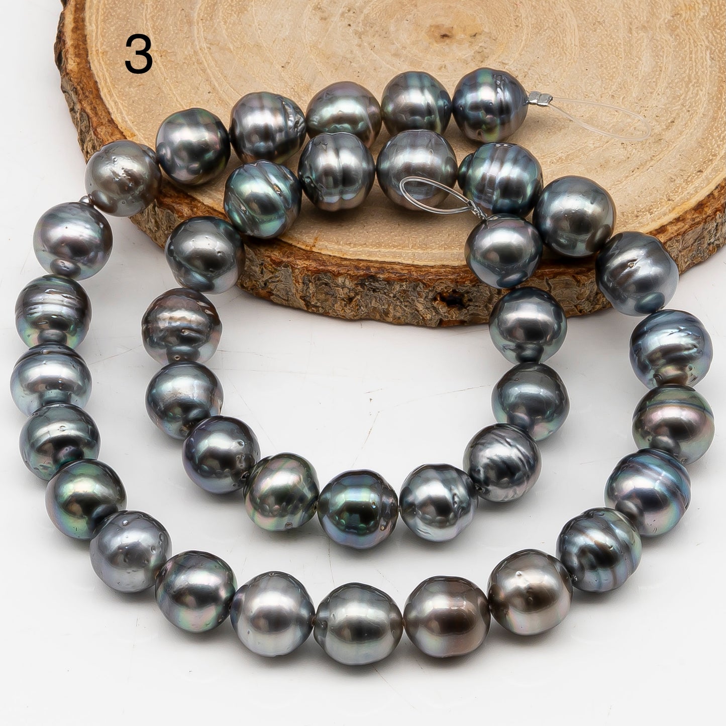 10-11mm Tahitian Pearl in Full Strand, Natural Colors with High Luster, for Jewelry Making, SKU # 3006TH