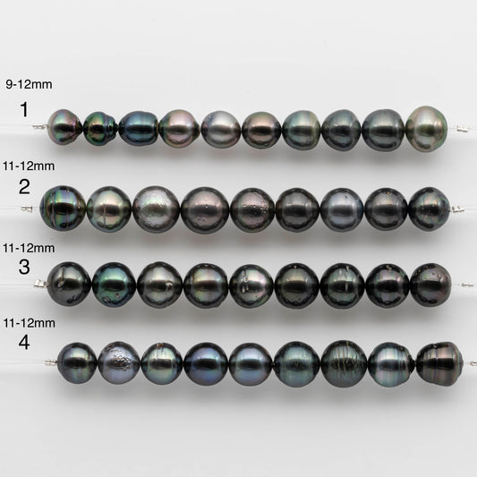 9-12mm Tahitian Pearl in Short Strand with All Natural Color with High Luster for Jewelry Making, SKU# 1912TH