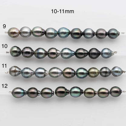 2mm Hole Tahitian Pearls 9-11mm in Short Strand with All Natural Color with High Luster for Jewelry Making, SKU# 1913TH