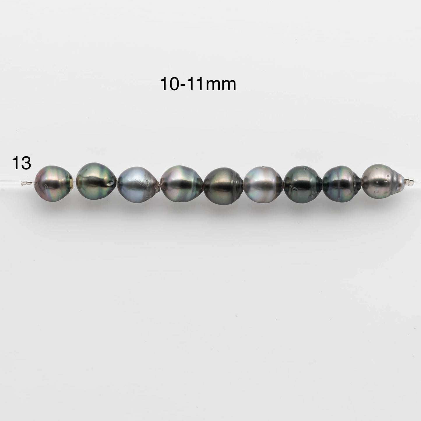 2mm Hole Tahitian Pearls 9-11mm in Short Strand with All Natural Color with High Luster for Jewelry Making, SKU# 1913TH