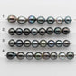 2mm Hole Tahitian Pearls 12-13mm in Short Strand with All Natural Color with High Luster for Jewelry Making, SKU# 1914TH