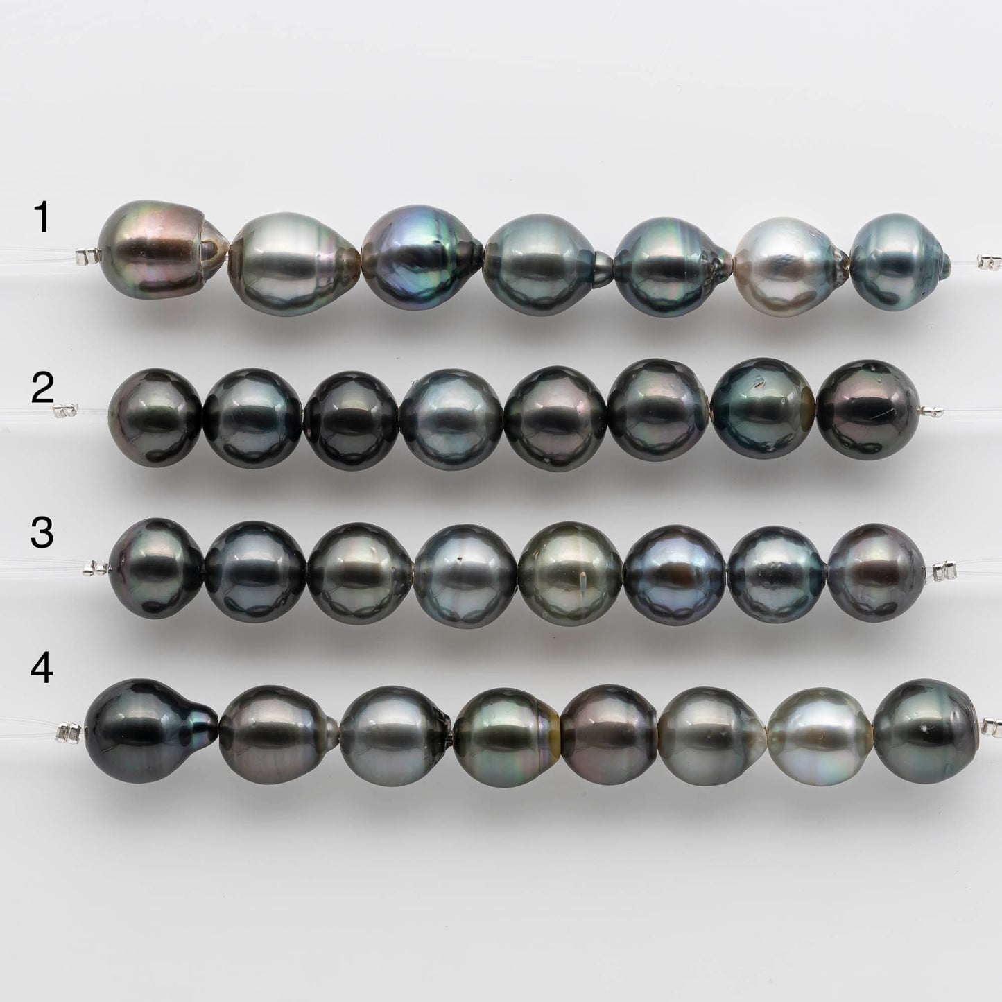 2mm Hole Tahitian Pearls 12-13mm in Short Strand with All Natural Color with High Luster for Jewelry Making, SKU# 1914TH