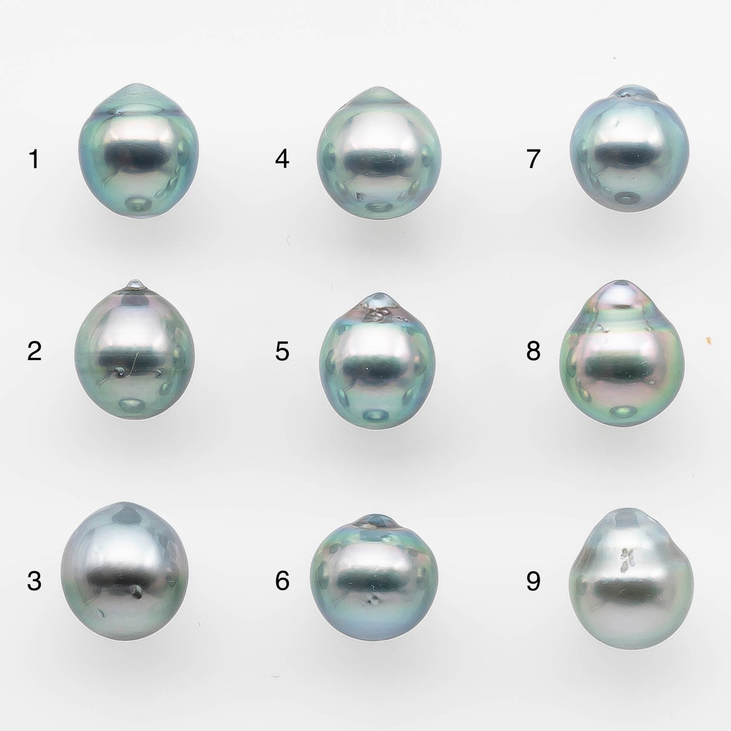 8-9mm Loose Silver Tahitian Pearl Drop in Natural Color with High Luster and Blemishes, Single Piece Undrilled, SKU # 1743TH