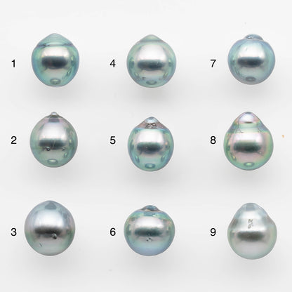 8-9mm Loose Silver Tahitian Pearl Drop in Natural Color with High Luster and Blemishes, Single Piece Undrilled, SKU # 1743TH