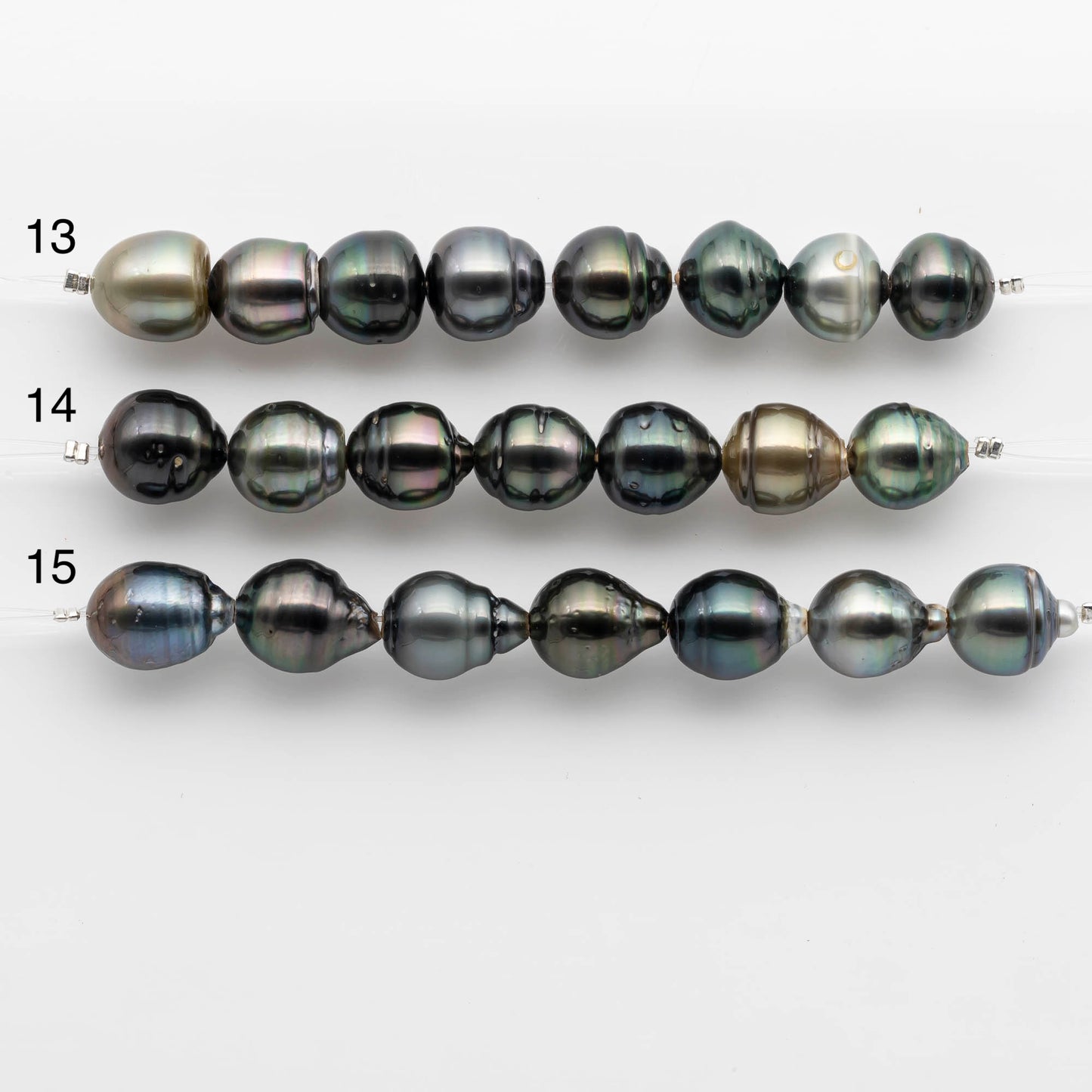 2mm Hole Tahitian Pearls 12-13mm in Short Strand with All Natural Color with High Luster for Jewelry Making, SKU# 1914TH