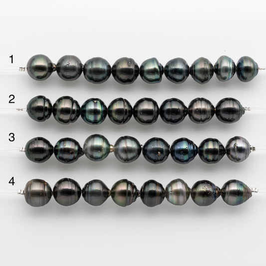 2mm Hole Tahitian Pearls 12-13mm in Short Strand with All Natural Color with High Luster for Jewelry Making, SKU# 1915TH