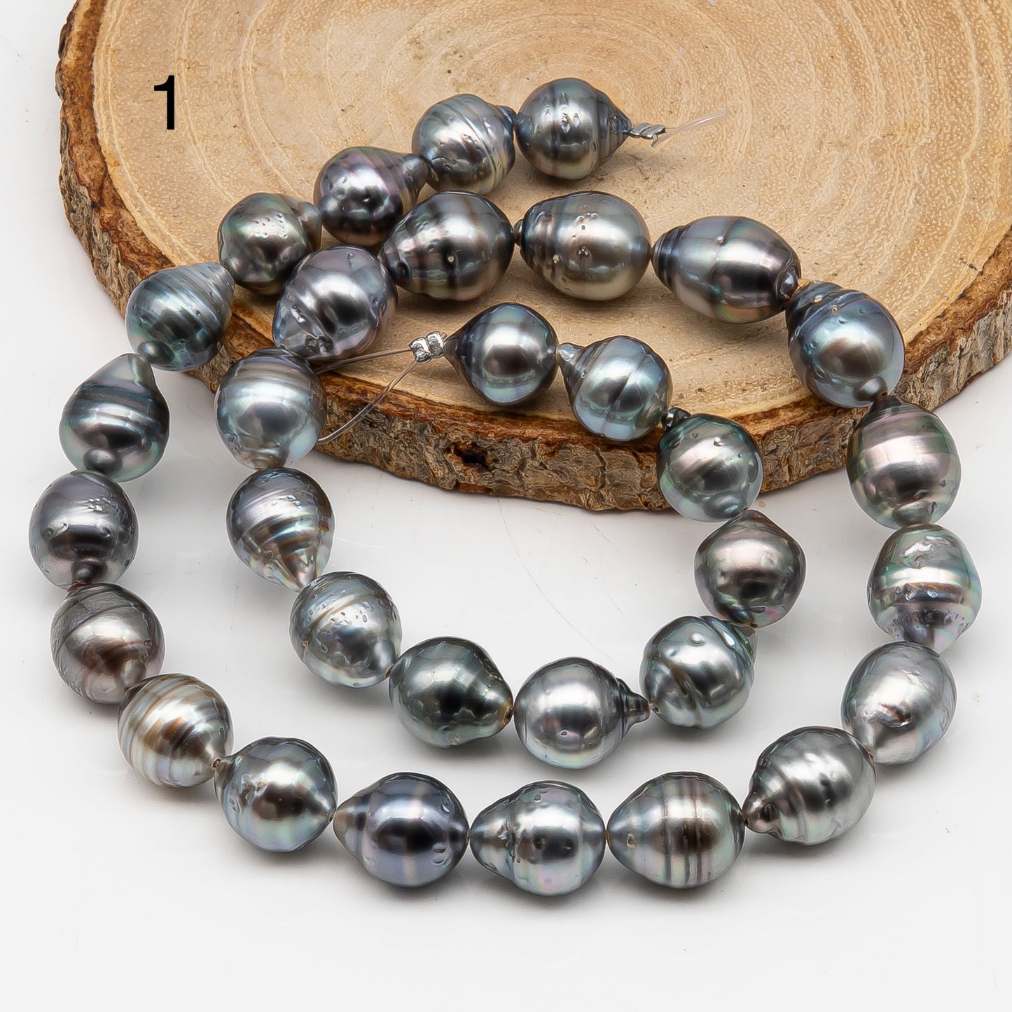 10-11mm Tahitian Pearl in Full Strand, Natural Colors with High Luster, for Jewelry Making, SKU # 3007TH