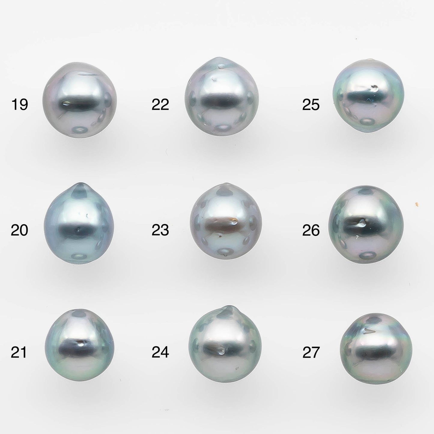 8-9mm Loose Silver Tahitian Pearl Drop in Natural Color with High Luster and Blemishes, Single Piece Undrilled, SKU # 1743TH