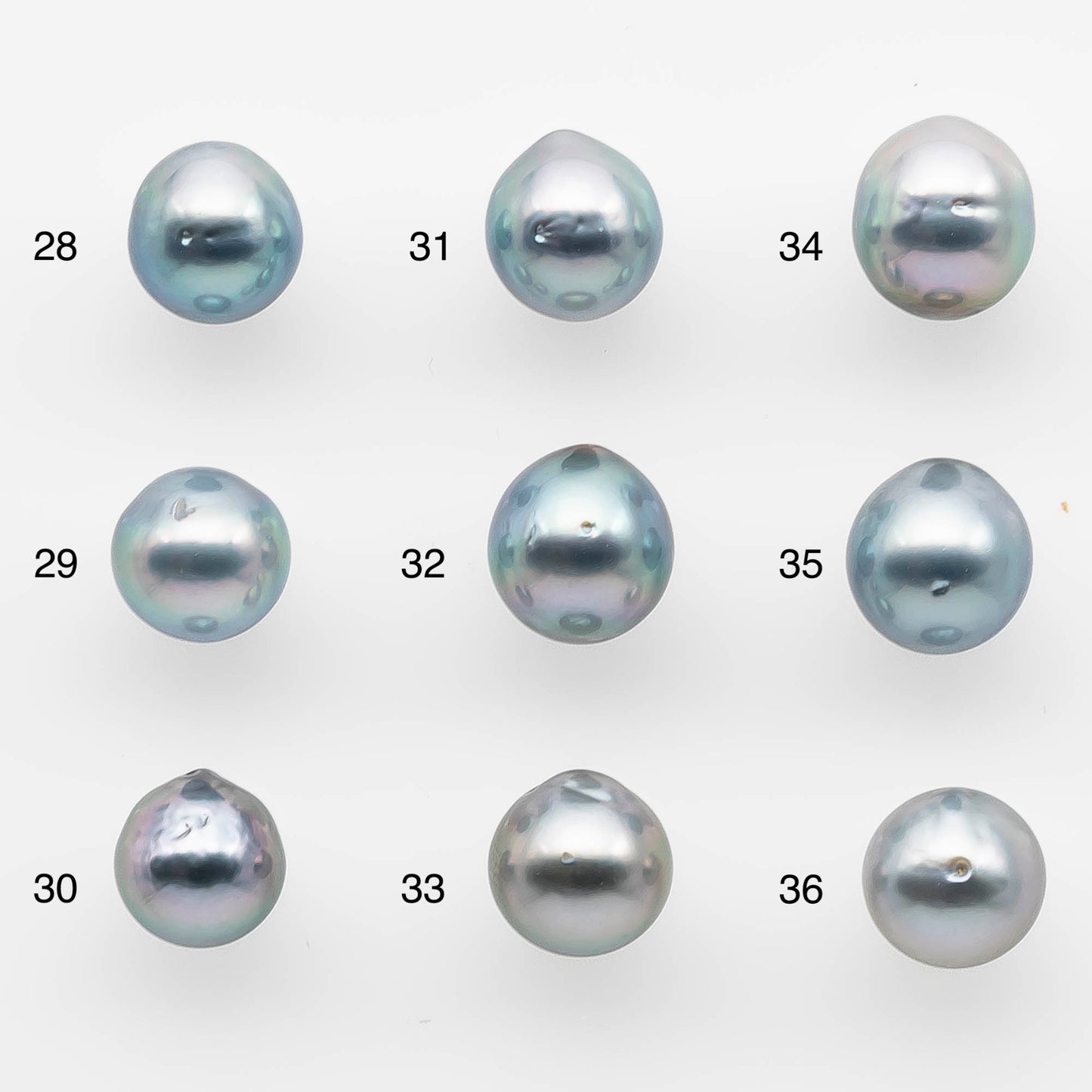 8-9mm Loose Silver Tahitian Pearl Drop in Natural Color with High Luster and Blemishes, Single Piece Undrilled, SKU # 1743TH