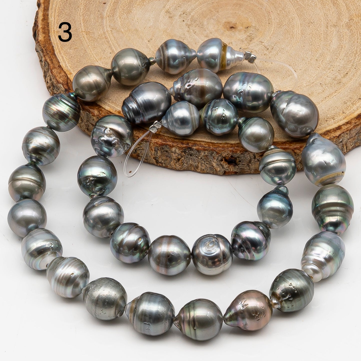 10-11mm Tahitian Pearl in Full Strand, Natural Colors with High Luster, for Jewelry Making, SKU # 3007TH