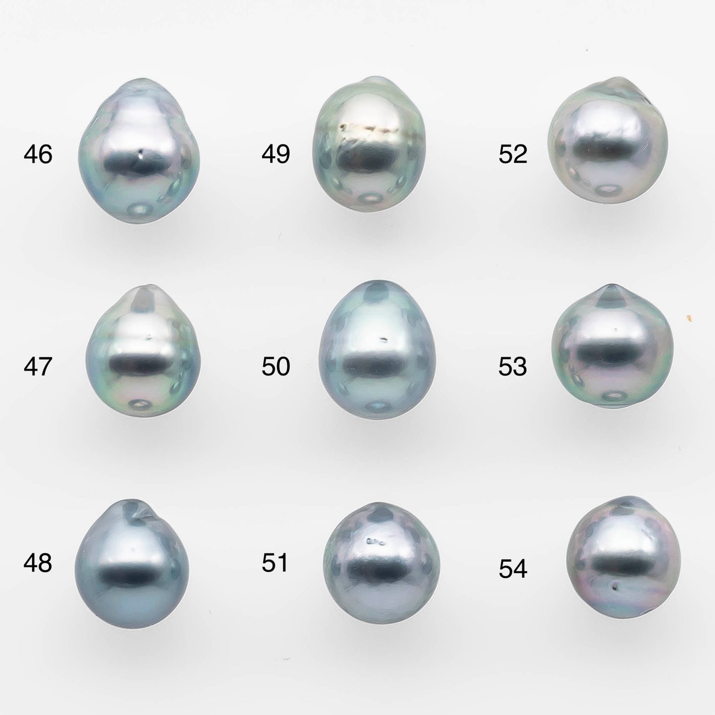 8-9mm Loose Silver Tahitian Pearl Drop in Natural Color with High Luster and Blemishes, Single Piece Undrilled, SKU # 1743TH