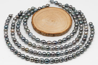 10-11mm Tahitian Pearl in Full Strand, Natural Colors with High Luster, for Jewelry Making, SKU # 3008TH