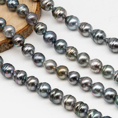 10-11mm Tahitian Pearl in Full Strand, Natural Colors with High Luster, for Jewelry Making, SKU # 3008TH