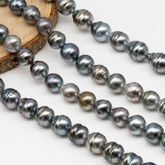 10-11mm Tahitian Pearl in Full Strand, Natural Colors with High Luster, for Jewelry Making, SKU # 3008TH