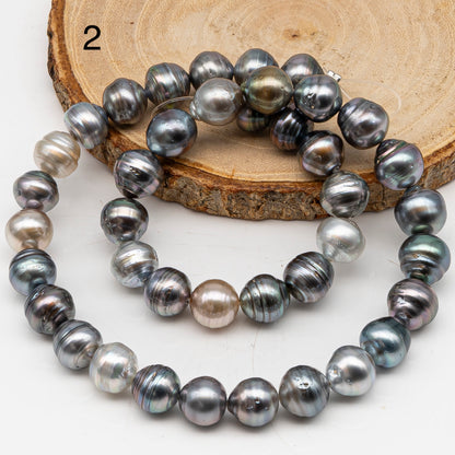 10-11mm Tahitian Pearl in Full Strand, Natural Colors with High Luster, for Jewelry Making, SKU # 3008TH
