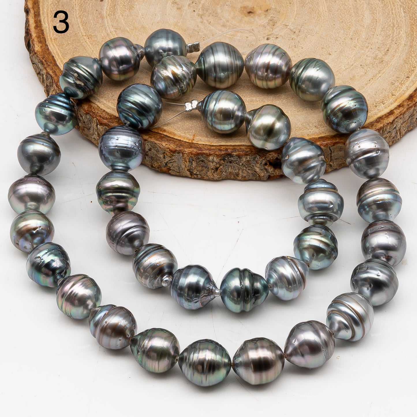 10-11mm Tahitian Pearl in Full Strand, Natural Colors with High Luster, for Jewelry Making, SKU # 3008TH