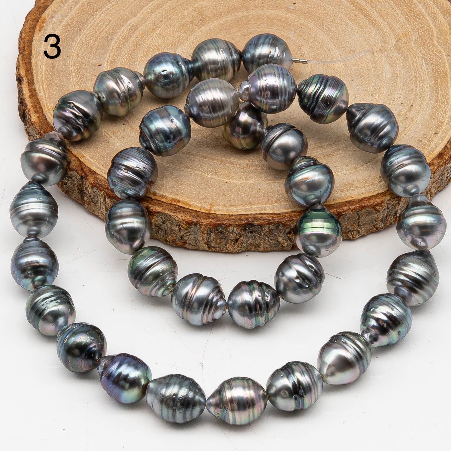10-11mm Tahitian Pearl in Full Strand, Natural Colors with High Luster, for Jewelry Making, SKU # 3009TH
