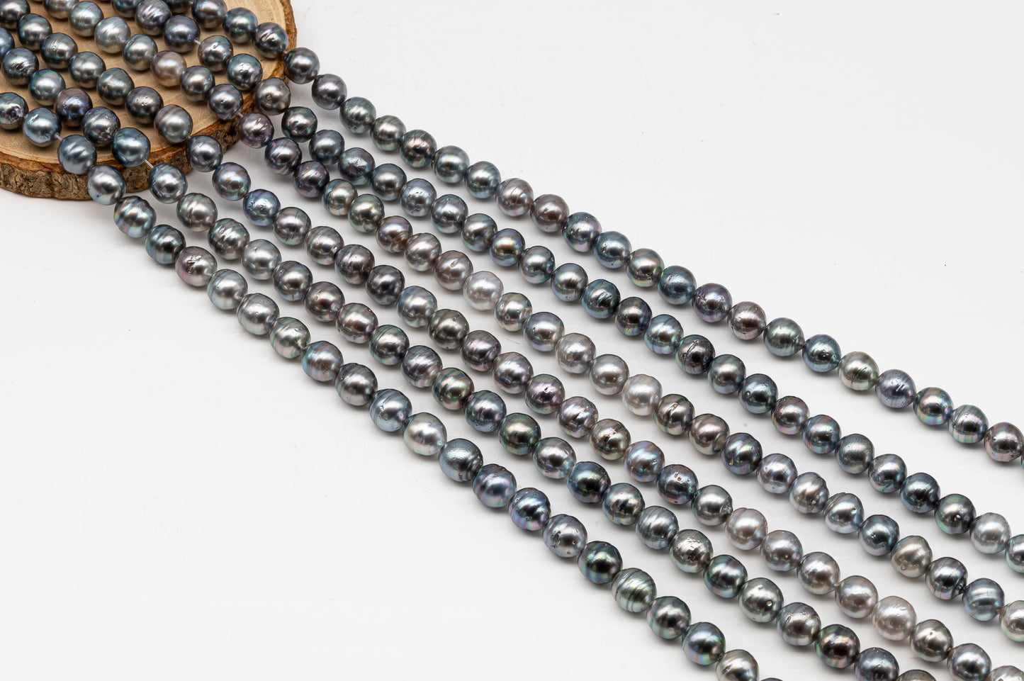 9-10mm Tahitian Pearl in Full Strand, Natural Colors with High Luster, for Jewelry Making, SKU # 3010TH