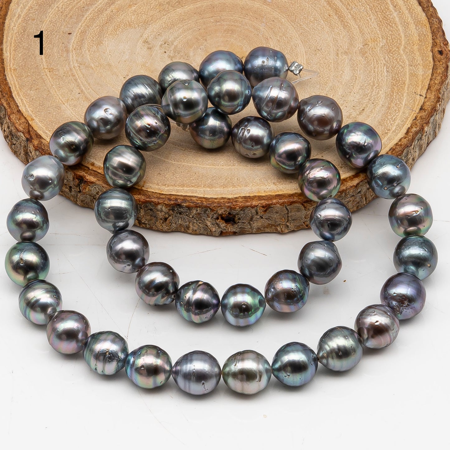 9-10mm Tahitian Pearl in Full Strand, Natural Colors with High Luster, for Jewelry Making, SKU # 3010TH