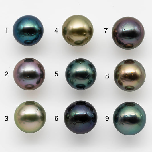 13-14mm Colorful Tahitian Pearl Single Piece Round in Natural Color and High Luster with Blemishes, Loose Undrilled, SKU # 1978TH