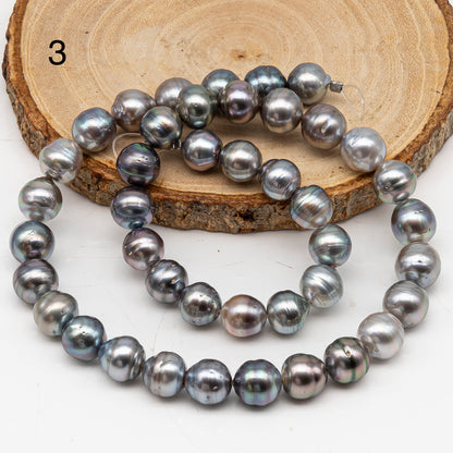 9-10mm Tahitian Pearl in Full Strand, Natural Colors with High Luster, for Jewelry Making, SKU # 3010TH