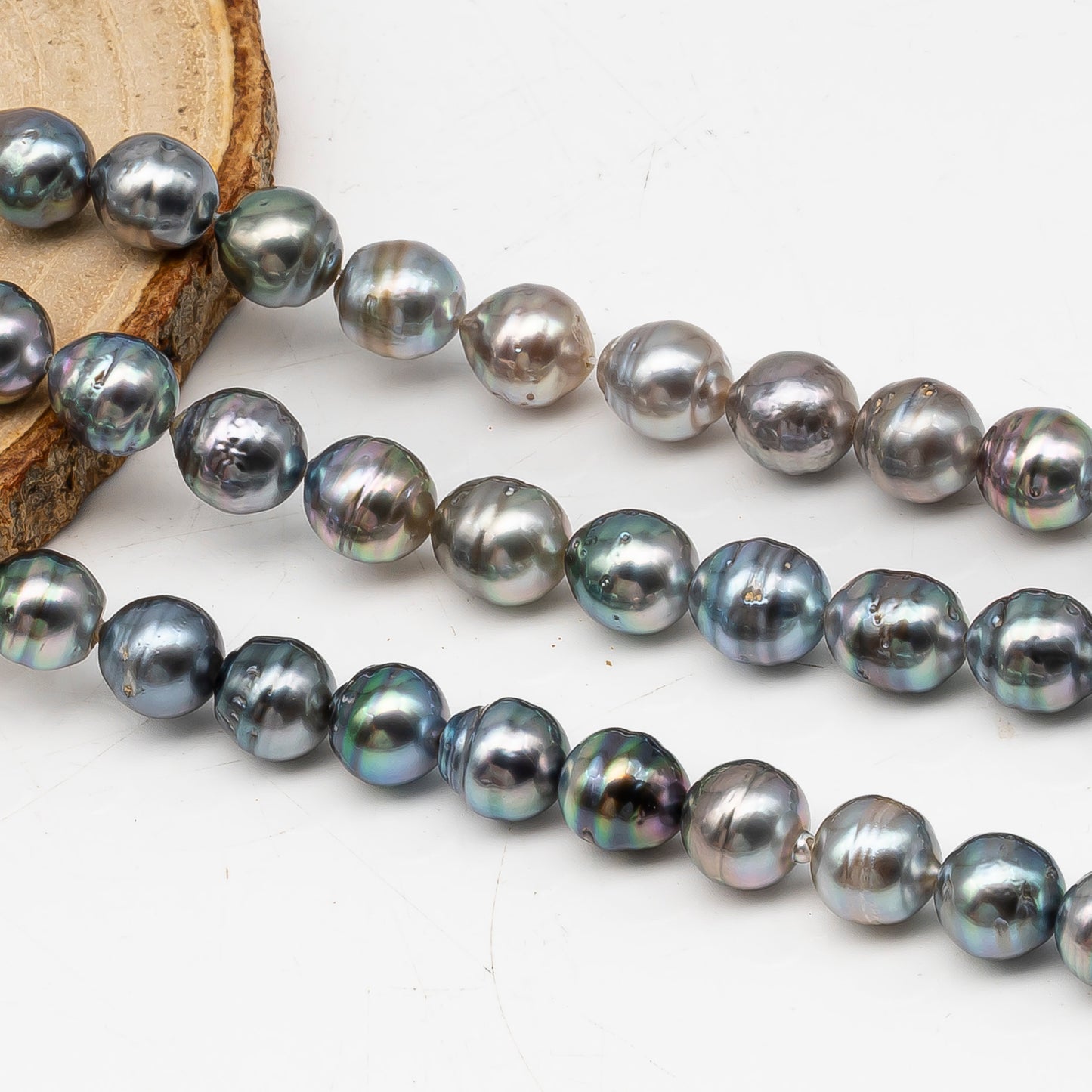9-10mm Tahitian Pearl in Full Strand, Natural Colors with High Luster, for Jewelry Making, SKU # 3011TH