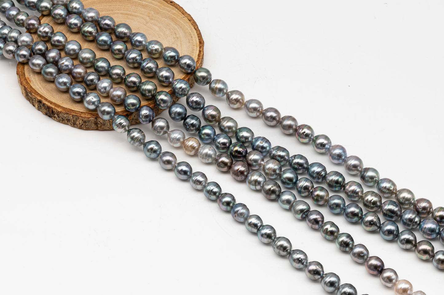 9-10mm Tahitian Pearl in Full Strand, Natural Colors with High Luster, for Jewelry Making, SKU # 3011TH