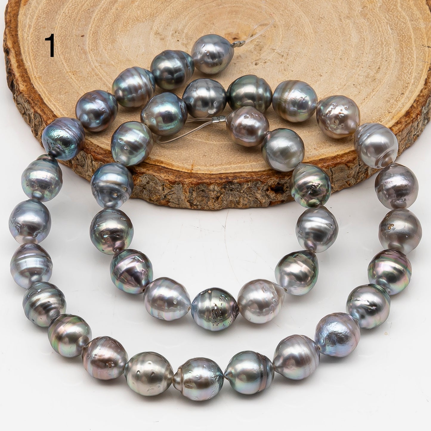 9-10mm Tahitian Pearl in Full Strand, Natural Colors with High Luster, for Jewelry Making, SKU # 3011TH