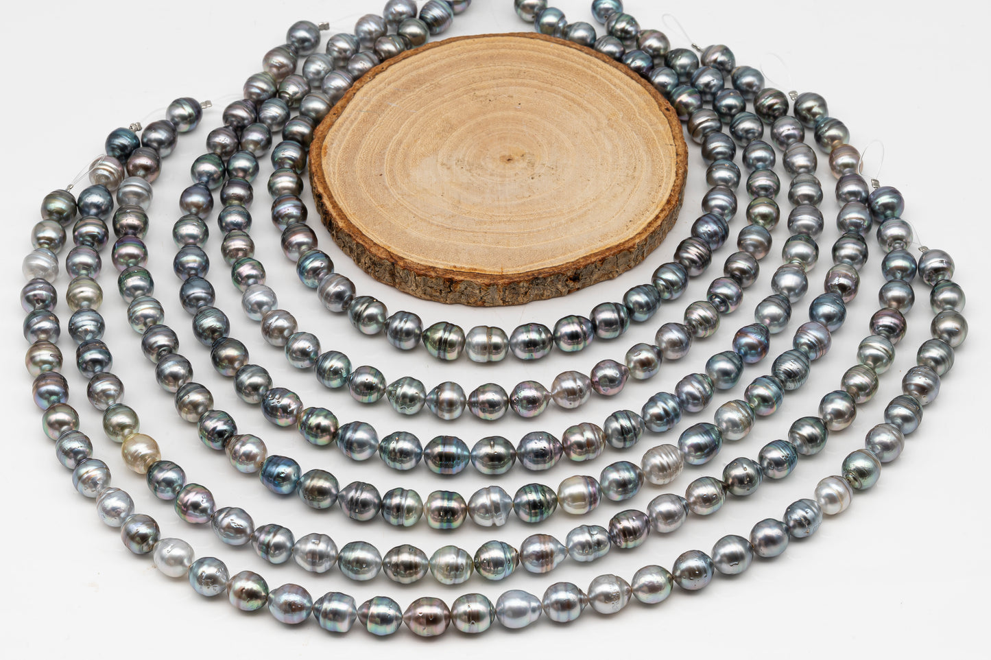 9-10mm Tahitian Pearl in Full Strand, Natural Colors with High Luster, for Jewelry Making, SKU # 3012TH
