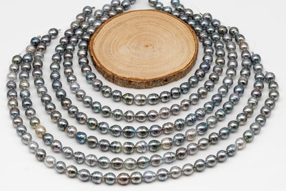 9-10mm Tahitian Pearl in Full Strand, Natural Colors with High Luster, for Jewelry Making, SKU # 3012TH