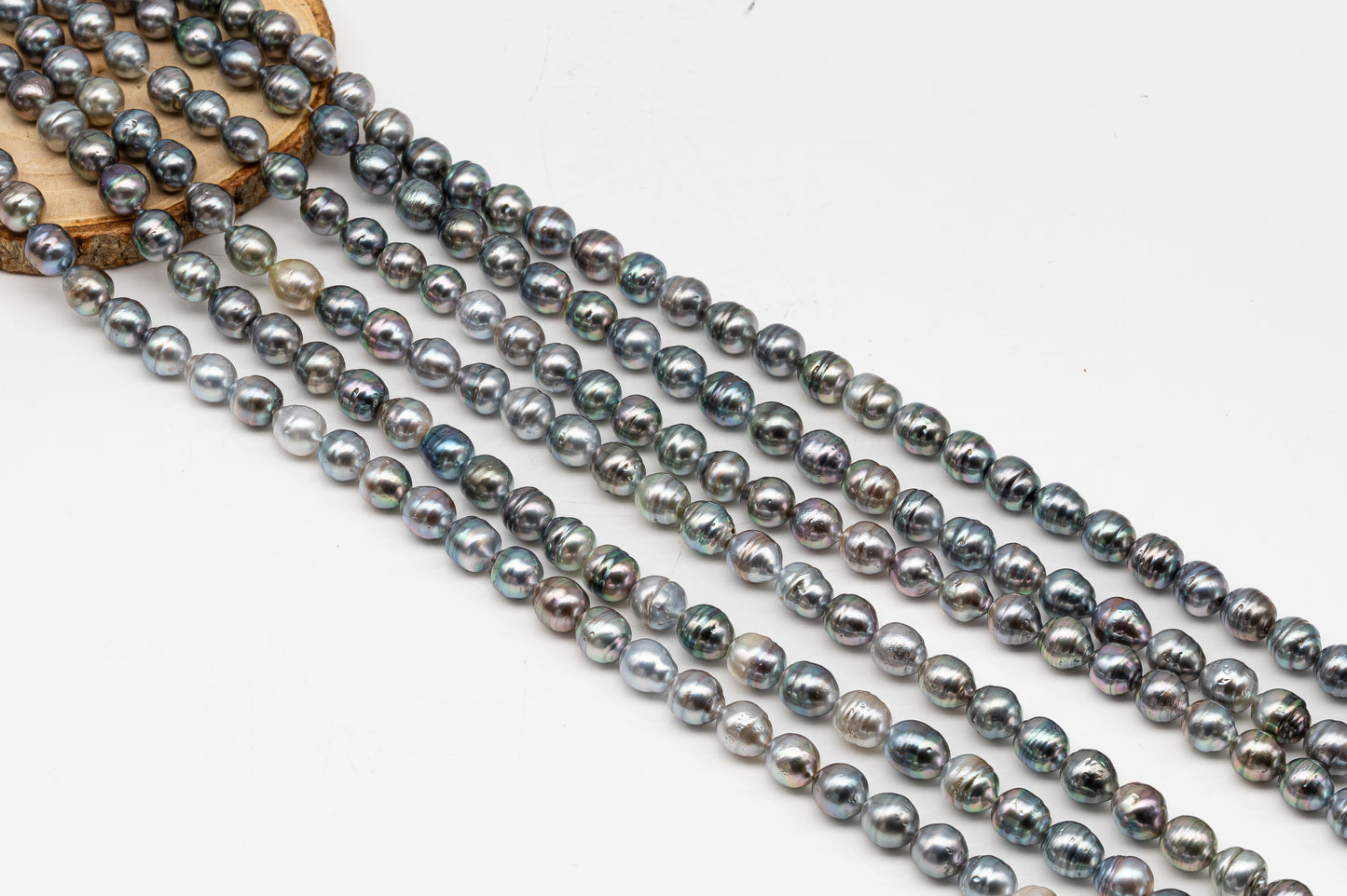 9-10mm Tahitian Pearl in Full Strand, Natural Colors with High Luster, for Jewelry Making, SKU # 3012TH