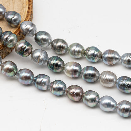 9-10mm Tahitian Pearl in Full Strand, Natural Colors with High Luster, for Jewelry Making, SKU # 3012TH