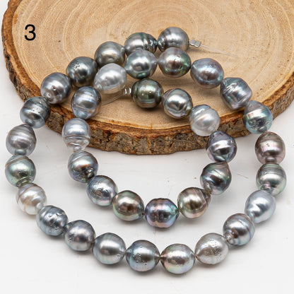 9-10mm Tahitian Pearl in Full Strand, Natural Colors with High Luster, for Jewelry Making, SKU # 3012TH