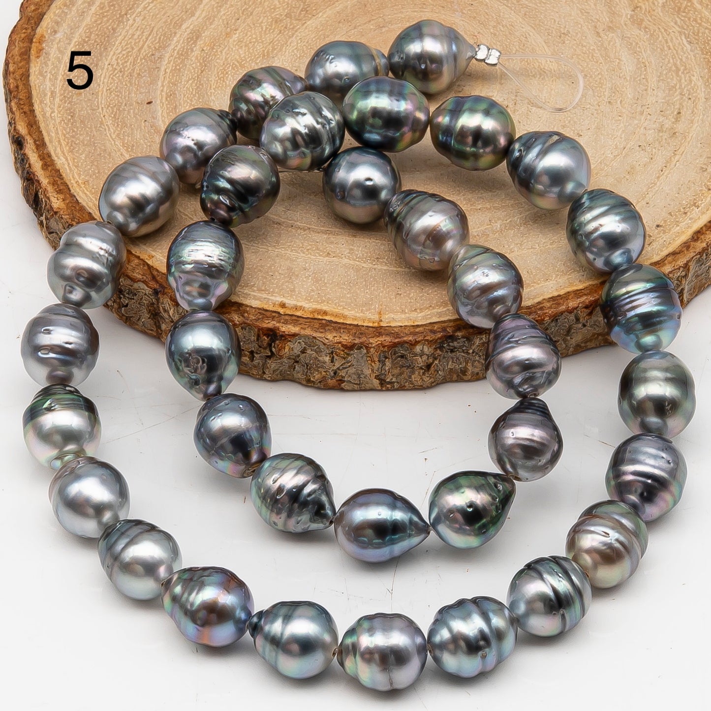 9-10mm Tahitian Pearl in Full Strand, Natural Colors with High Luster, for Jewelry Making, SKU # 3012TH