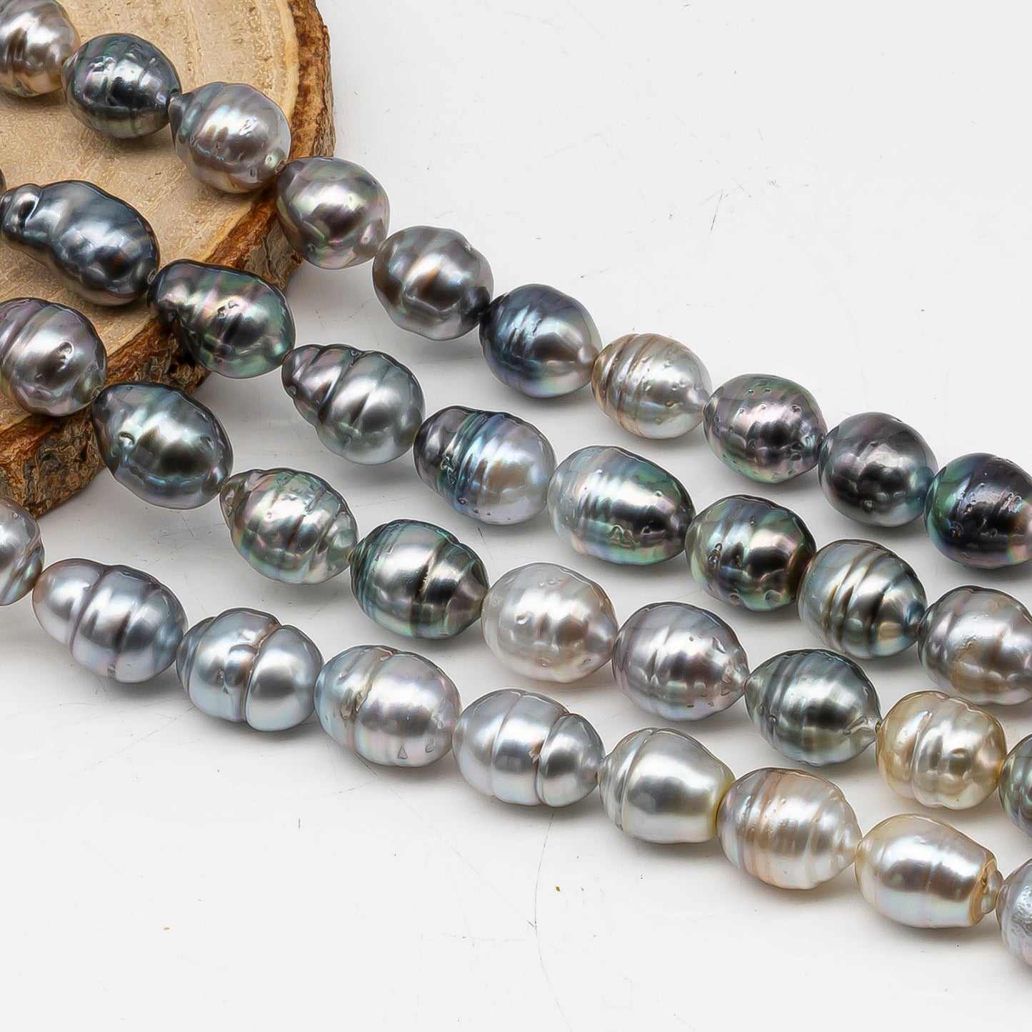 9-10mm Tahitian Pearl in Full Strand, Natural Colors with High Luster, for Jewelry Making, SKU # 3013TH