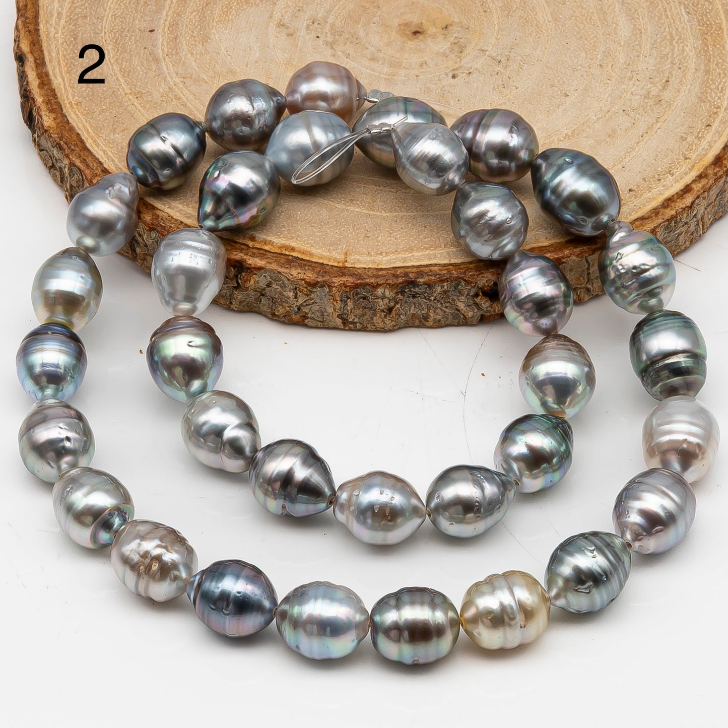 9-10mm Tahitian Pearl in Full Strand, Natural Colors with High Luster, for Jewelry Making, SKU # 3013TH