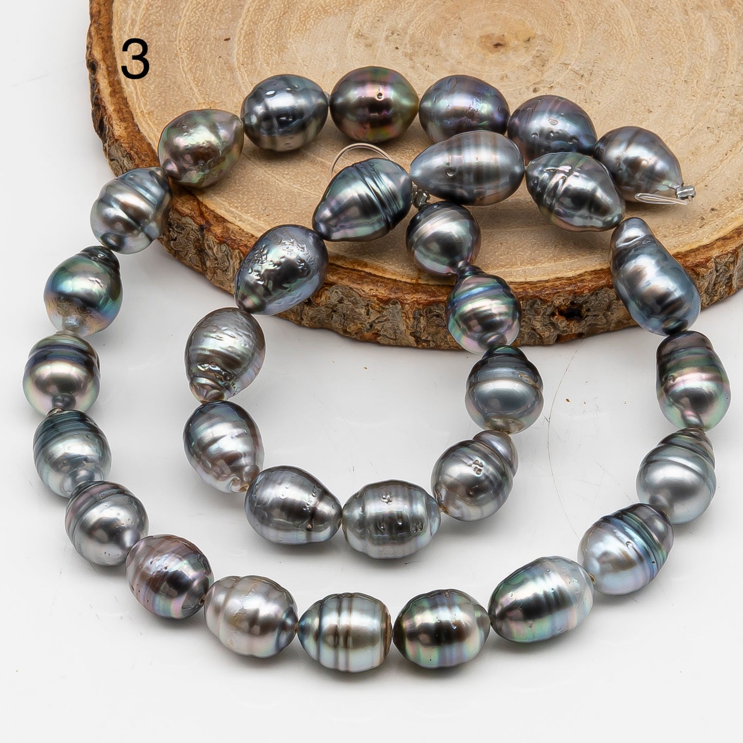 9-10mm Tahitian Pearl in Full Strand, Natural Colors with High Luster, for Jewelry Making, SKU # 3013TH