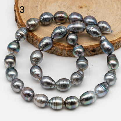 9-10mm Tahitian Pearl in Full Strand, Natural Colors with High Luster, for Jewelry Making, SKU # 3013TH
