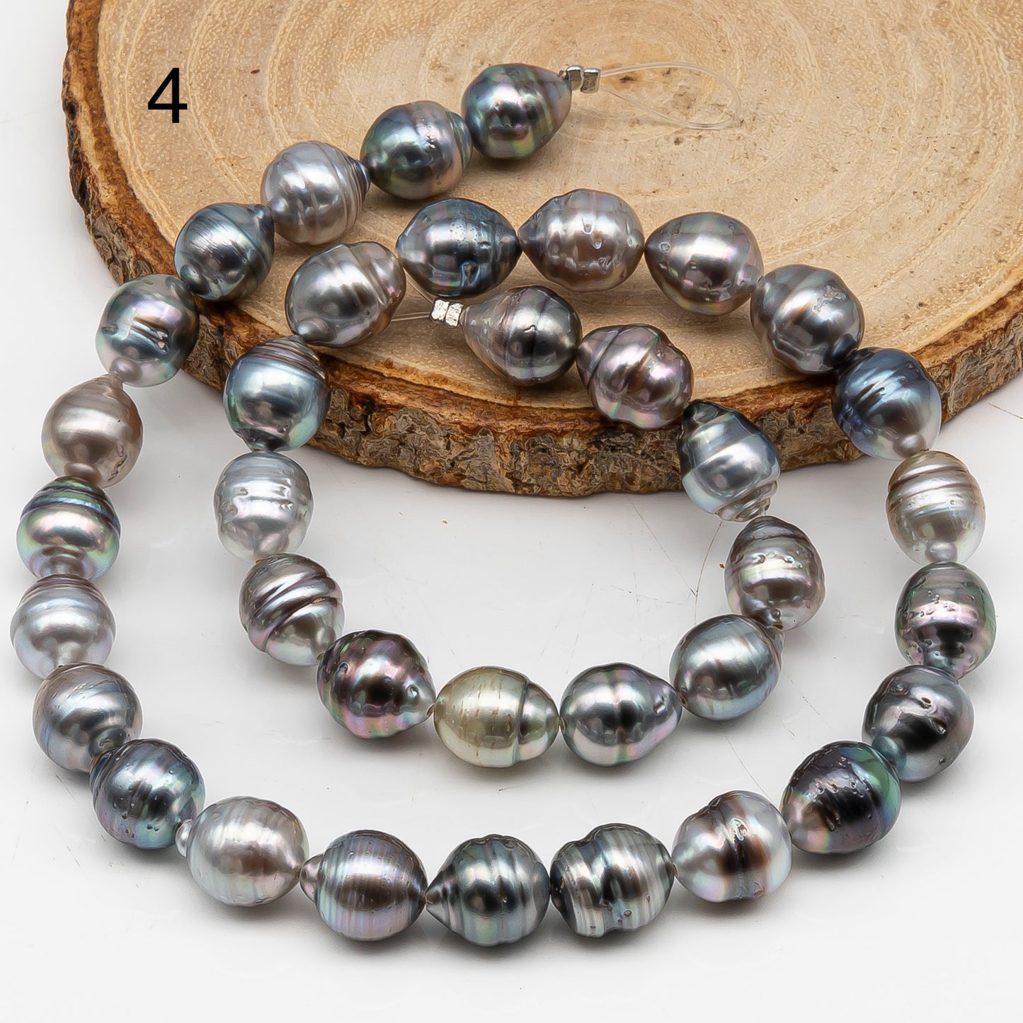 9-10mm Tahitian Pearl in Full Strand, Natural Colors with High Luster, for Jewelry Making, SKU # 3013TH