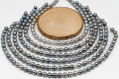 9-10mm Tahitian Pearl in Full Strand, Natural Colors with High Luster, for Jewelry Making, SKU # 3014TH