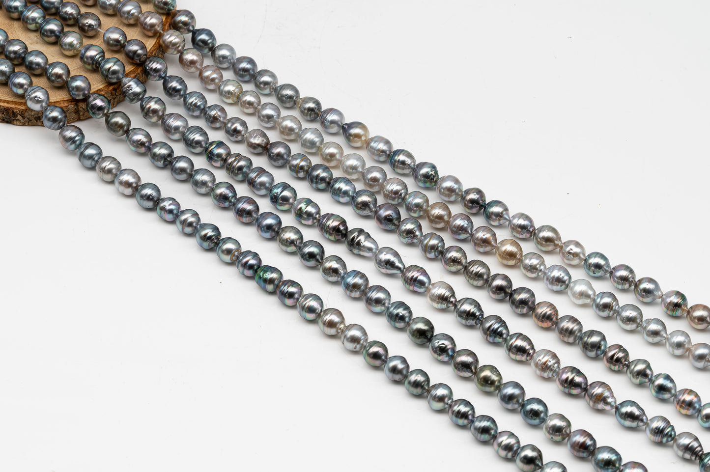 9-10mm Tahitian Pearl in Full Strand, Natural Colors with High Luster, for Jewelry Making, SKU # 3014TH