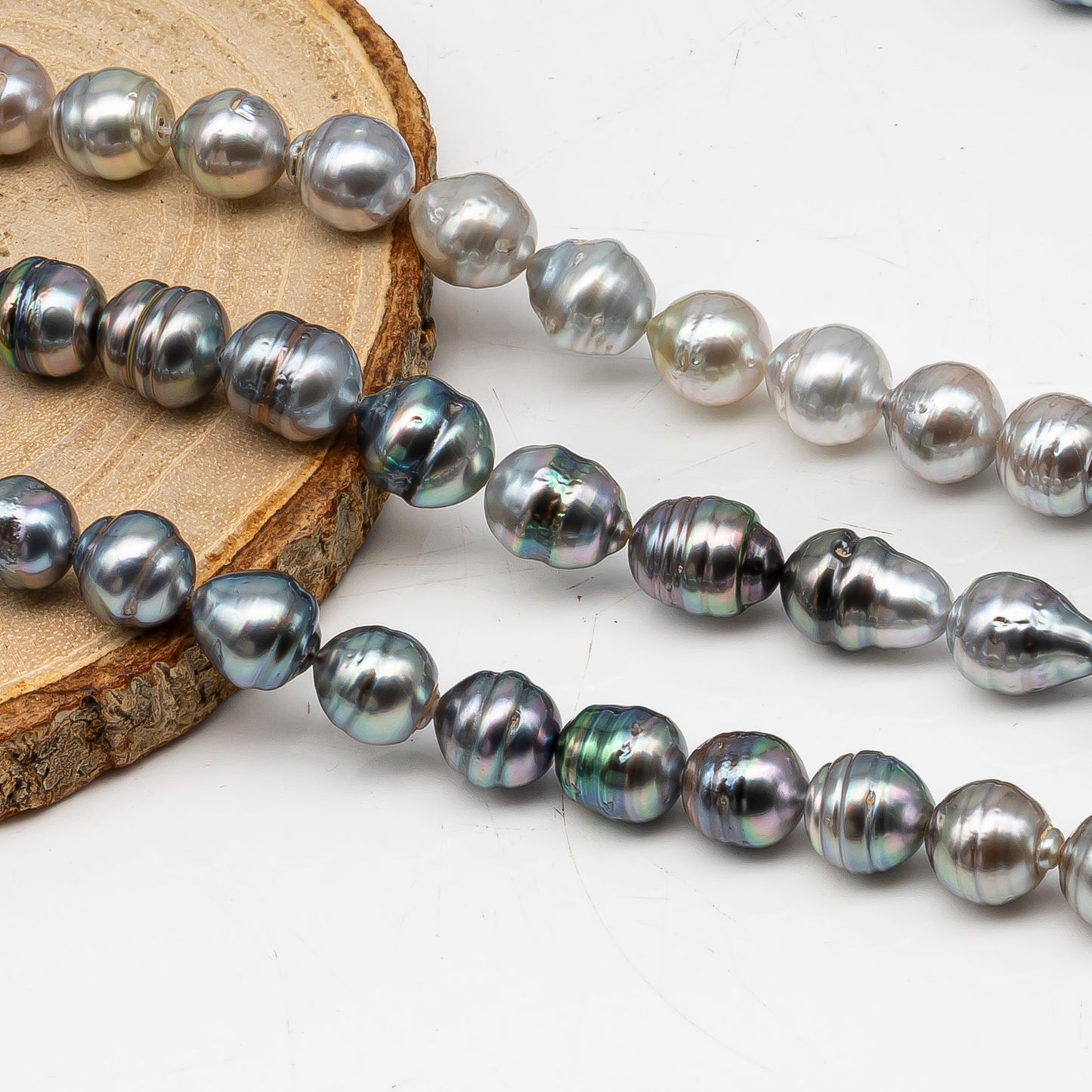 9-10mm Tahitian Pearl in Full Strand, Natural Colors with High Luster, for Jewelry Making, SKU # 3014TH