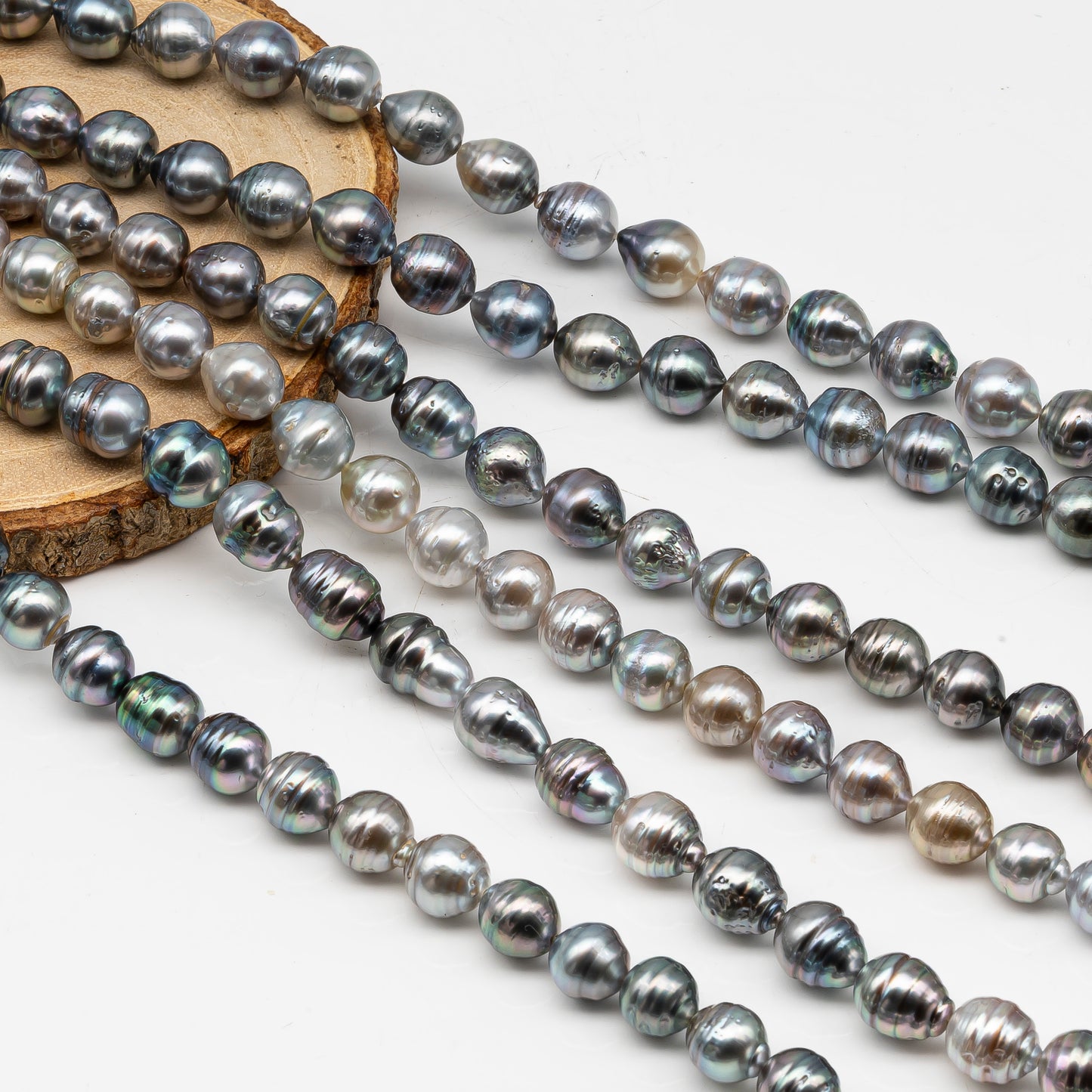 9-10mm Tahitian Pearl in Full Strand, Natural Colors with High Luster, for Jewelry Making, SKU # 3014TH