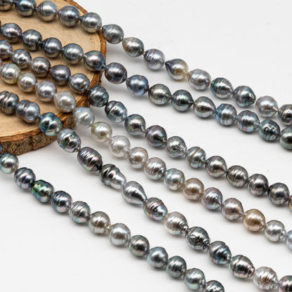 9-10mm Tahitian Pearl in Full Strand, Natural Colors with High Luster, for Jewelry Making, SKU # 3014TH