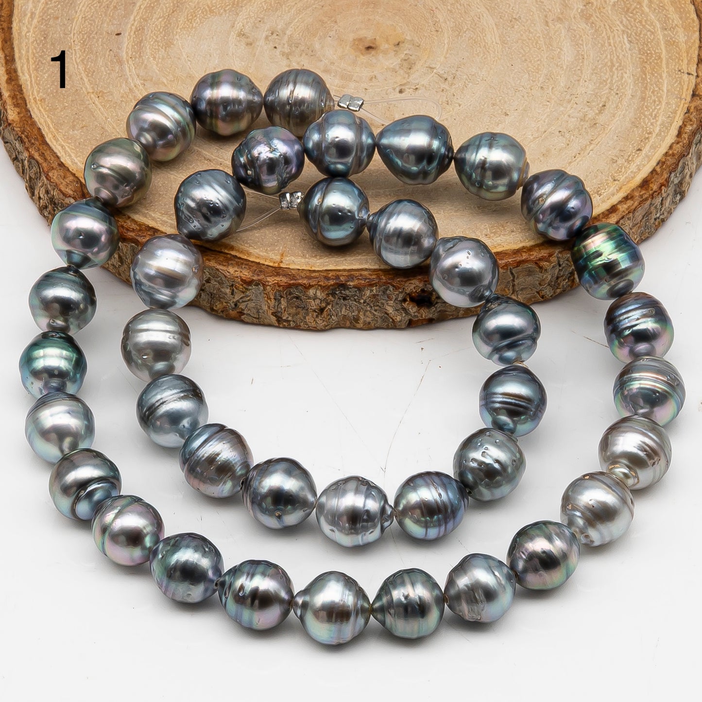 9-10mm Tahitian Pearl in Full Strand, Natural Colors with High Luster, for Jewelry Making, SKU # 3014TH