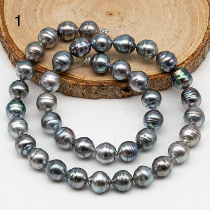 9-10mm Tahitian Pearl in Full Strand, Natural Colors with High Luster, for Jewelry Making, SKU # 3014TH