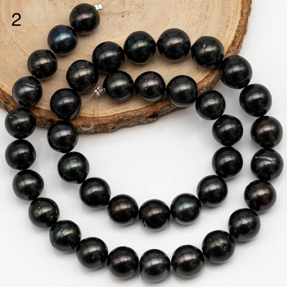 10-11mm Tahitian Pearl Round in Full Strand with All Natural Color with High Luster and Blemishes for Jewelry Making, SKU# 2274TH