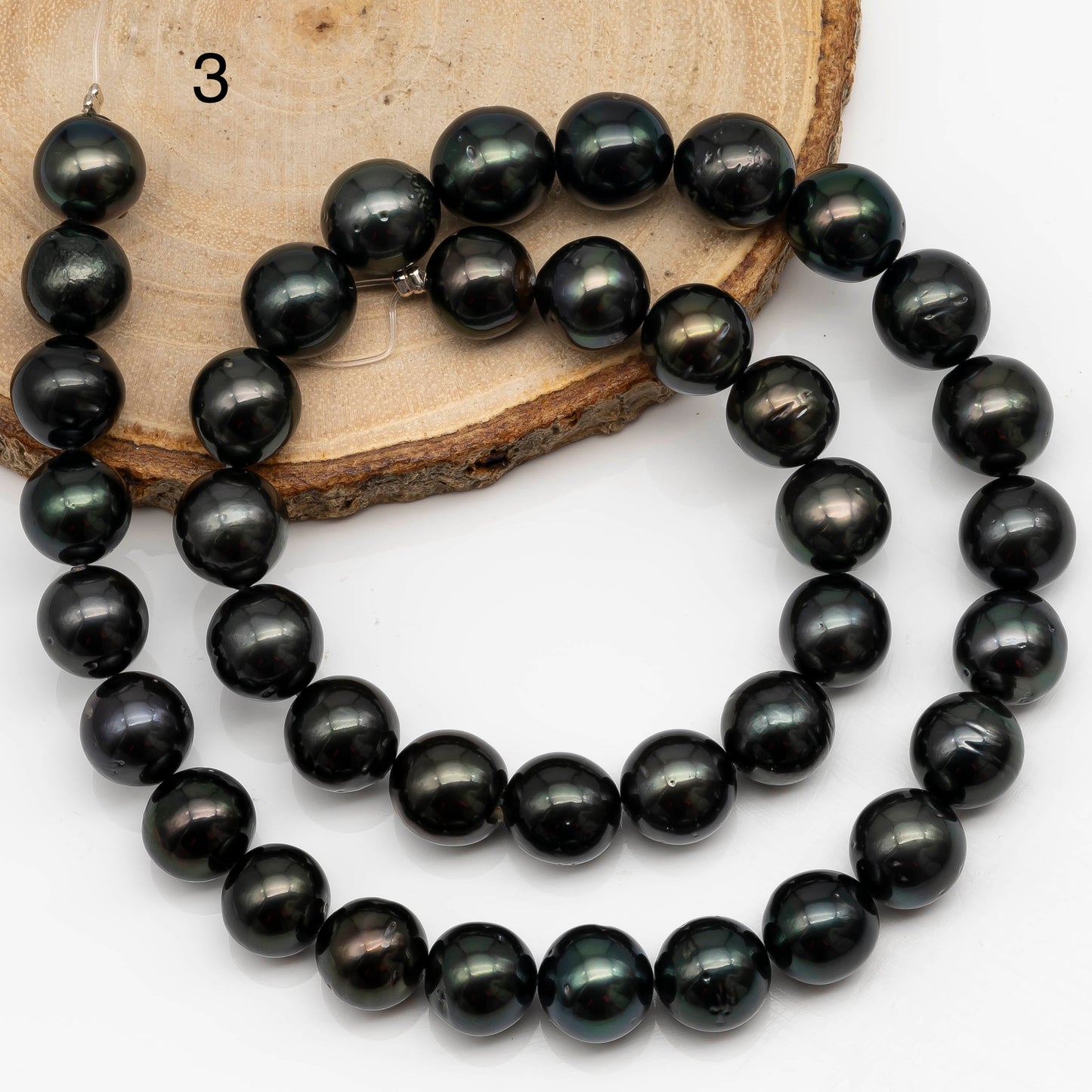 10-11mm Tahitian Pearl Round in Full Strand with All Natural Color with High Luster and Blemishes for Jewelry Making, SKU# 2274TH